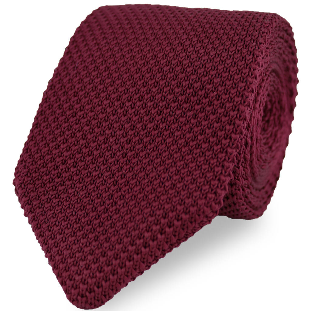 100% Polyester Diamond End Knitted Tie Burgundy Red By THE GENTS LAB