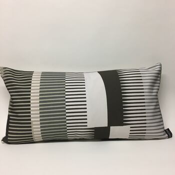 Combed Stripe Cushion, Black + White, 4 of 4