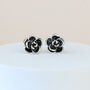 Black Flower Stud Earrings, thumbnail 1 of 3
