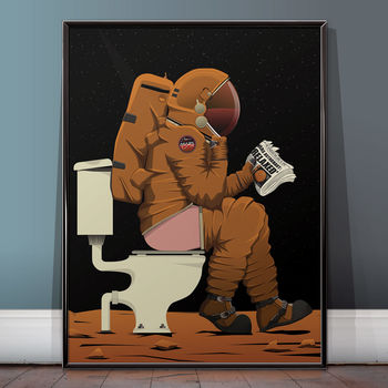 Spaceman, Spaceship Mars, Moon, Rocket Bathroom Poster, 5 of 10