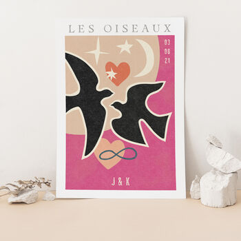 Personalised Wedding Cut Out Birds Matisse Print, 3 of 3