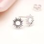 Sterling Silver Sun Stud Earrings, thumbnail 3 of 10