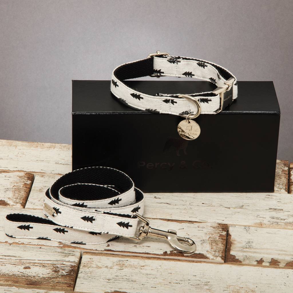The Balmoral Black And Cream Tree Collar And Lead Set, 1 of 6