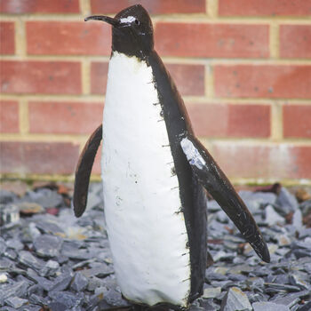Large Penguin Handmade Recycled Metal Garden Ornament, 2 of 2