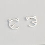 Sterling Silver Minimalist Cat Face Stud Earrings, thumbnail 4 of 6