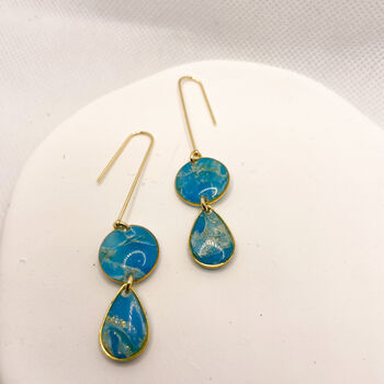 Turquoise Drop Dainty Earrings, Clay And Resin, 6 of 10