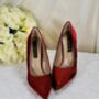 Burgundy Bridal Shoes And Matching Bag, thumbnail 7 of 8