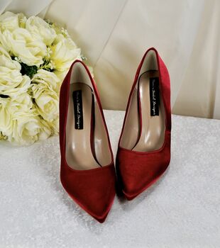 Burgundy Bridal Shoes And Matching Bag, 7 of 8