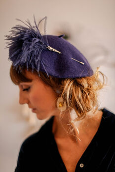 Navy Beret With Optional Veil And Accessories, 5 of 12