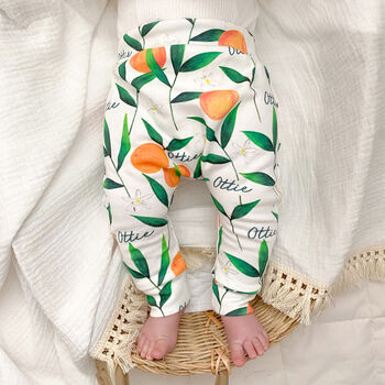 Personalised Botanical Orange Baby Leggings, 3 of 7