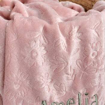 Personalised Dusty Pink Floral Blanket, 5 of 6