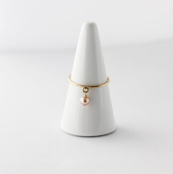 Gold Filled Rose Pearl Charm Stacking Ring, 2 of 11