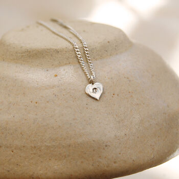 Tiny Heart Personalised Initial Necklace Silver Or Gold, 3 of 7