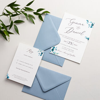 Blue Eucalyptus Wedding Invitation Suite, 2 of 7