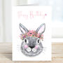 Grey Rabbit Blossom Birthday Card, thumbnail 1 of 3