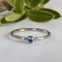 Dainty Diamond And Sapphire 18ct Gold Trilogy Ring, thumbnail 1 of 7