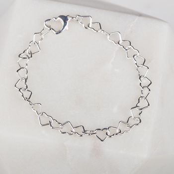 Solid Silver Interlocking Hearts Bracelet, 4 of 5