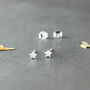 Sterling Silver Tiny Brushed Star Stud Earrings, thumbnail 2 of 6