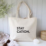Staycation Cotton Canvas Holiday Tote Bag, thumbnail 2 of 5