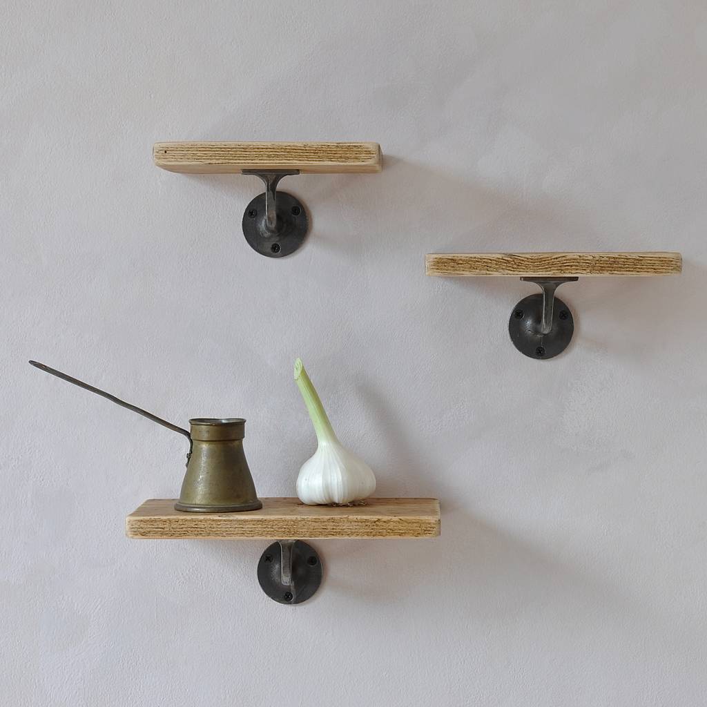 Pimlico Wood And Steel Set Of Three Shelves, 1 of 5