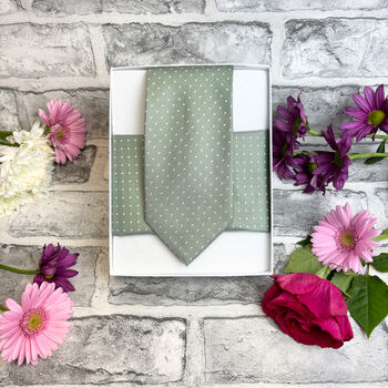 Wild Sage Pin Dots Wedding Tie Set, 6 of 6