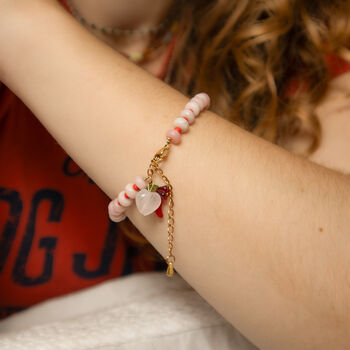Gemstone Rose Quartz Heart Gingham Bracelet, 4 of 6