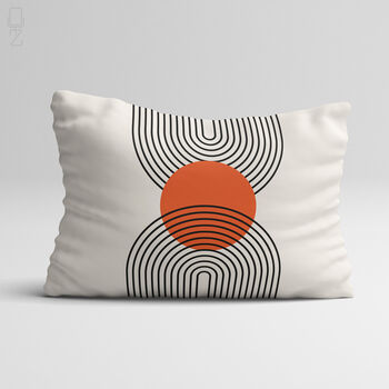 Bauhaus Geometric Abstract Lumbar Cushion Cover In Orange And Black, 2 of 12