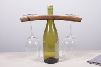 Reclaimed Oak Wine Bottle And Glass Holder, 2 of 9