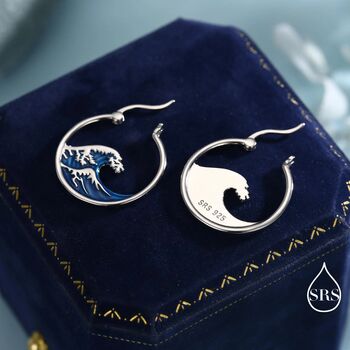 The Great Wave Sterling Silver Hoop Earrings, 4 of 10