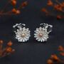 Sterling Silver September Aster Birth Flower Stud Earrings, thumbnail 1 of 4