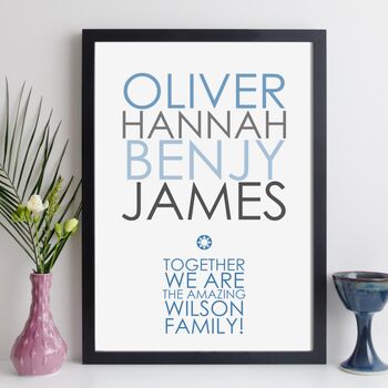 Personalised Family Names Print With Message Family Gift, 3 of 12