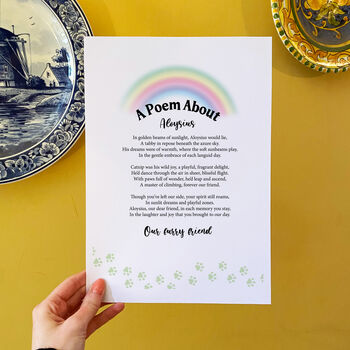 Personalised Pet Cat Memorial Poem Print, 2 of 5