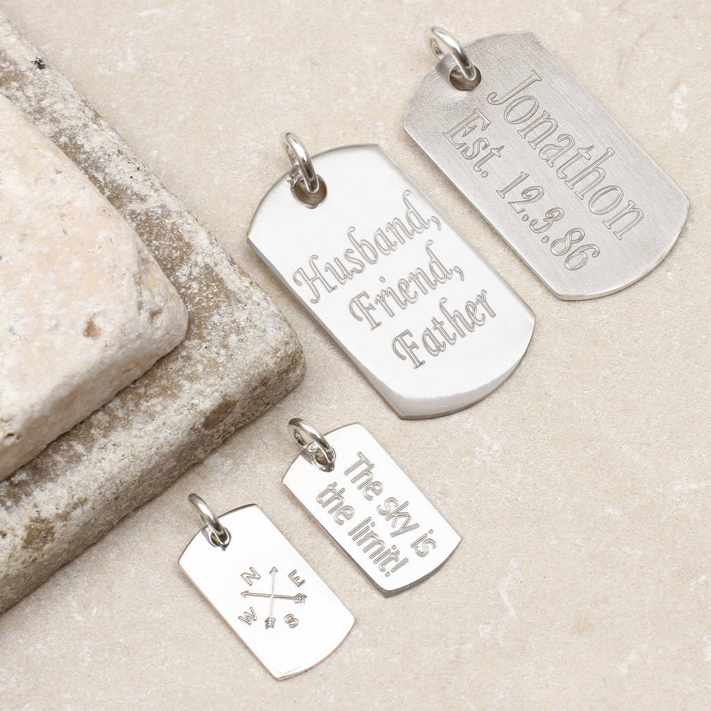 Personalised Sterling Silver Dogtag Charms, 1 of 3