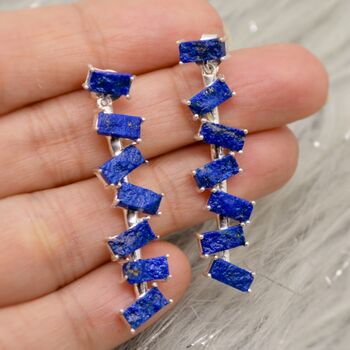Lapis Lazuli Silver Earrings, 4 of 5