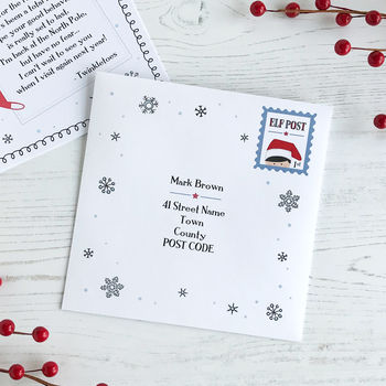 Personalised Elf Christmas Card With Poem, 2 of 2
