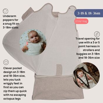 Folk And Thread Organic Baby Sleep Bag Lamb, 3 of 8