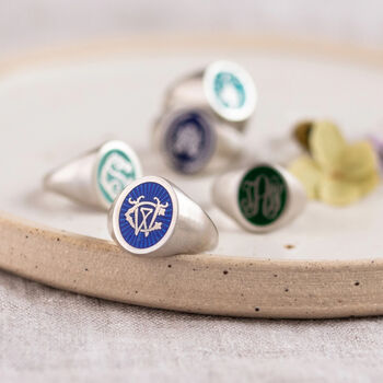 Sterling Silver And Enamel Zodiac Star Sign Signet Ring, 10 of 10