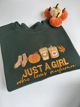 Just A Girl Who Loves Autumn Embroidered Sweatshirt, 3 of 6