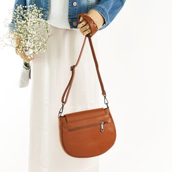 Caramel Soft Leather Small Saddlebag Handbag, 2 of 10