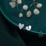 Sterling Silver Hammered Heart Stud Earrings, thumbnail 4 of 9