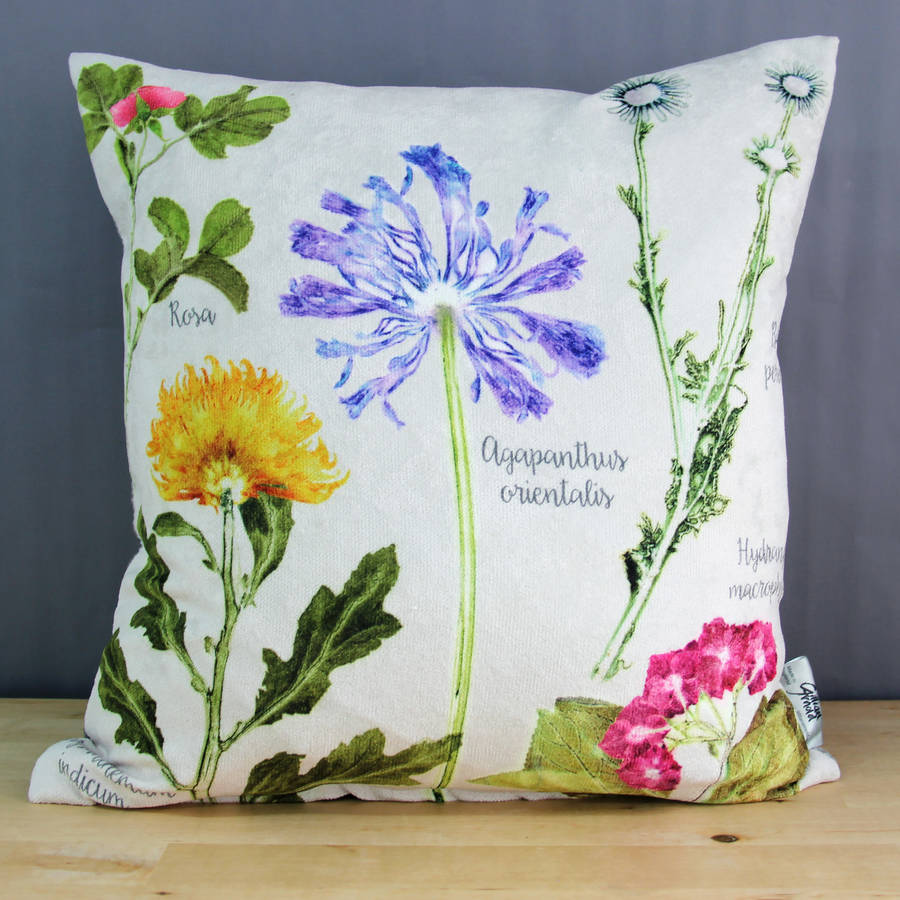 Mother's Day Botanical Flower Cushion Floral Gift By Gillian Arnold