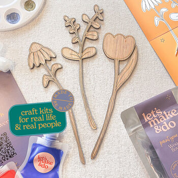 Paint Your Own Wooden Flowers Kit Diy Craft Kit For Adults And Teens, 8 of 8