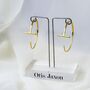 Minimalist Bar Gold Plated Hoop Earrings, thumbnail 3 of 6
