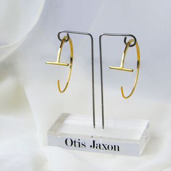 Minimalist Bar Gold Plated Hoop Earrings, 3 of 6
