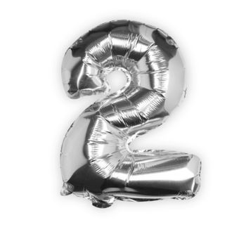 Individual Silver No Helium Number Party Balloon Two, 2 of 3