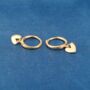 Gold Heart Charm Hoop Earrings, thumbnail 3 of 7