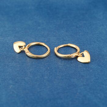Gold Heart Charm Hoop Earrings, 3 of 7