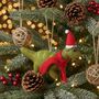 Christmas Dinosaur With Specs Hanging Felt Decoration, thumbnail 1 of 6