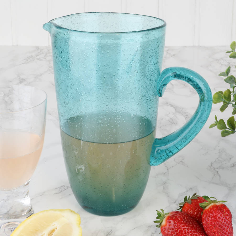 blue lagoon glass bubble pitcher by dibor