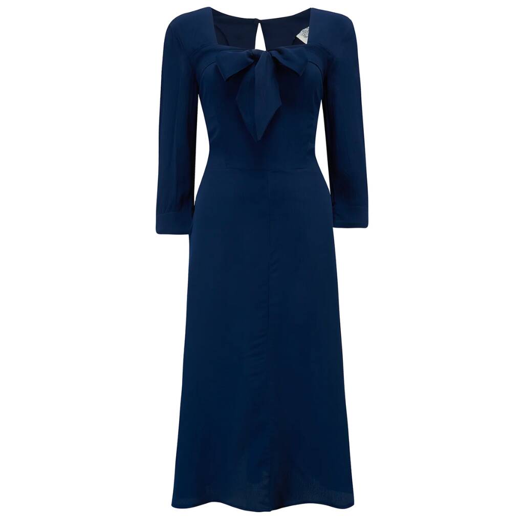 Joyce Dress In French Navy Vintage 1940s Style, 1 of 2